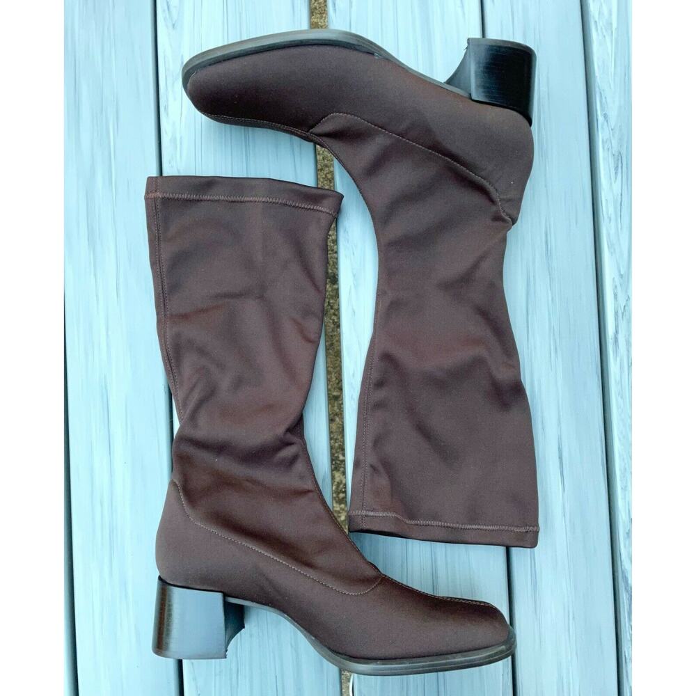 jjill Brown Lycra Cafe Boots SZ 11 S100473